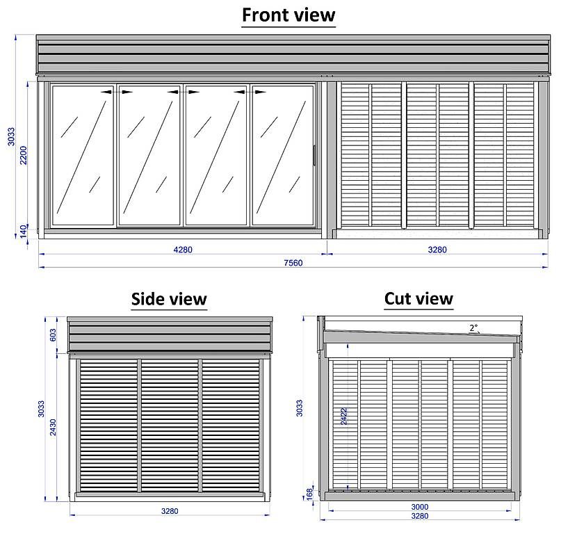 Casette da giardino & serre: Gartenhaus-Lounge, DIY 3mx4m+3mx3m offen – Usato da St. Gallen venduto da Spa_at_Home911 4