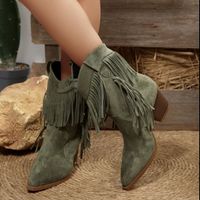 Damen Cowboy Stiefeletten grün mit Fransen Grösse 38/39