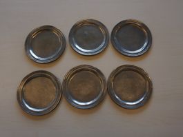 Zinn Becher Untersetzer, Durchmesser 11cm, 6er Set