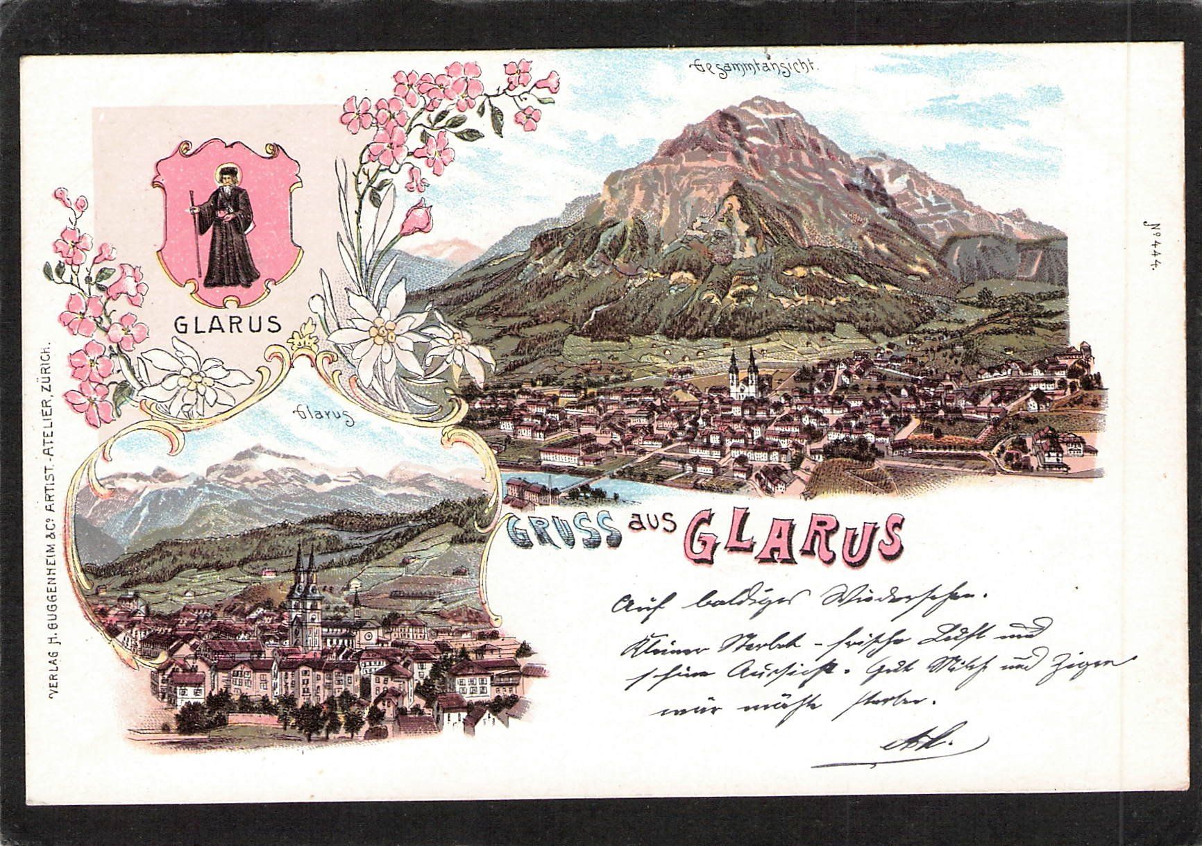 Cartoline postali: Litho : Gruss aus Glarus , gel. 1899 – Usato da Reichenburg venduto da Pipo-67