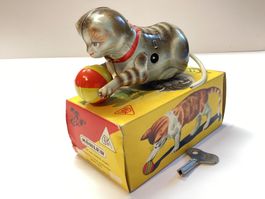 Altes Blechspielzeug Katze Köhler US-Zone Germany, mit Box