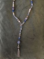 Y-Kette mit Quaste und blauen Steinen Halskette Schmuck