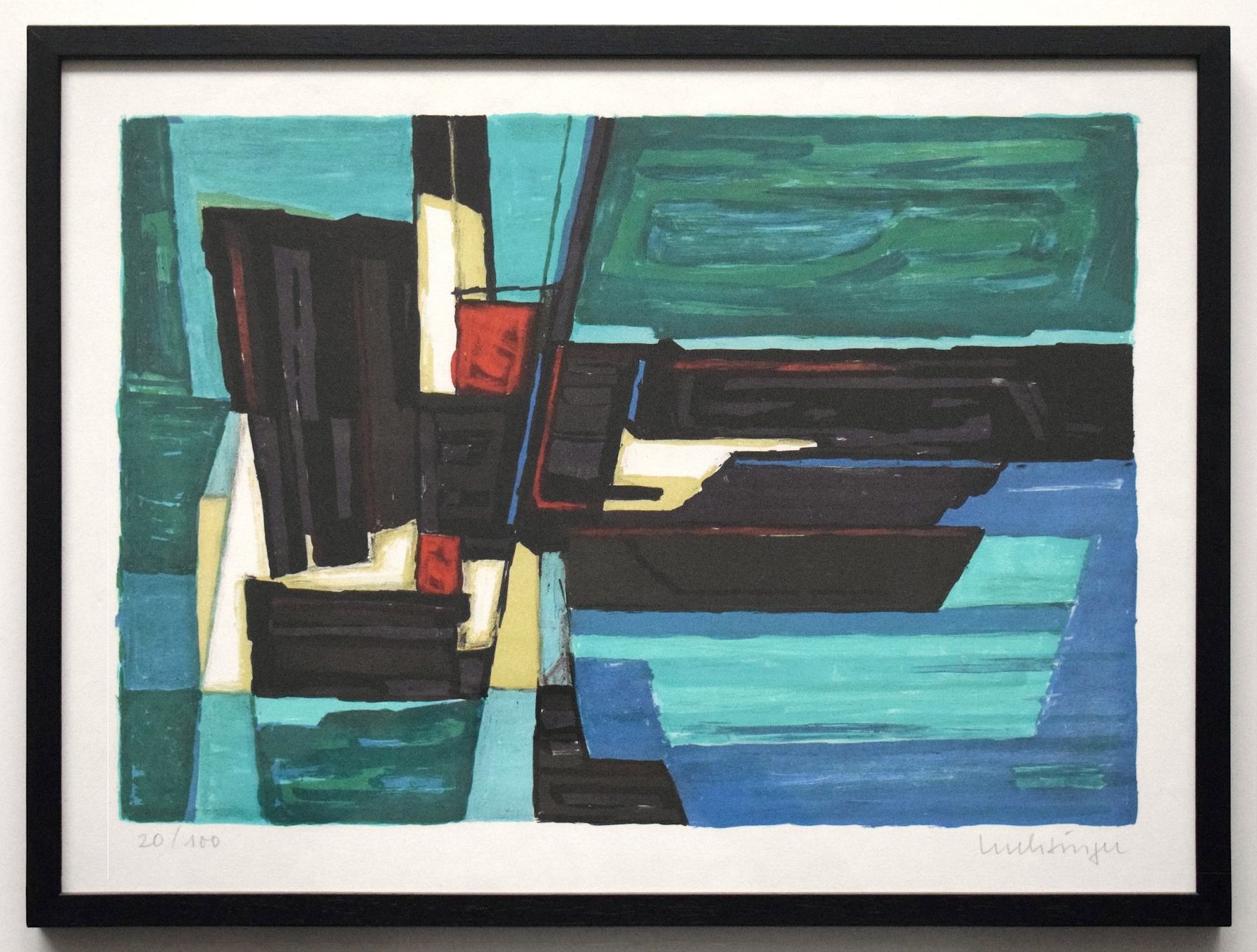 Grafica & Litografie: Luchsinger Ernst Orig. Litho abstrakt Dampfschiff – Usato da Zürich venduto da Kunstvoll