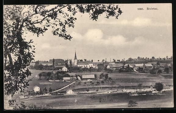 Cartoline postali: AK Siviriez, Ortsansicht mit Kirche – Usato da Berlin venduto da bartko-reher