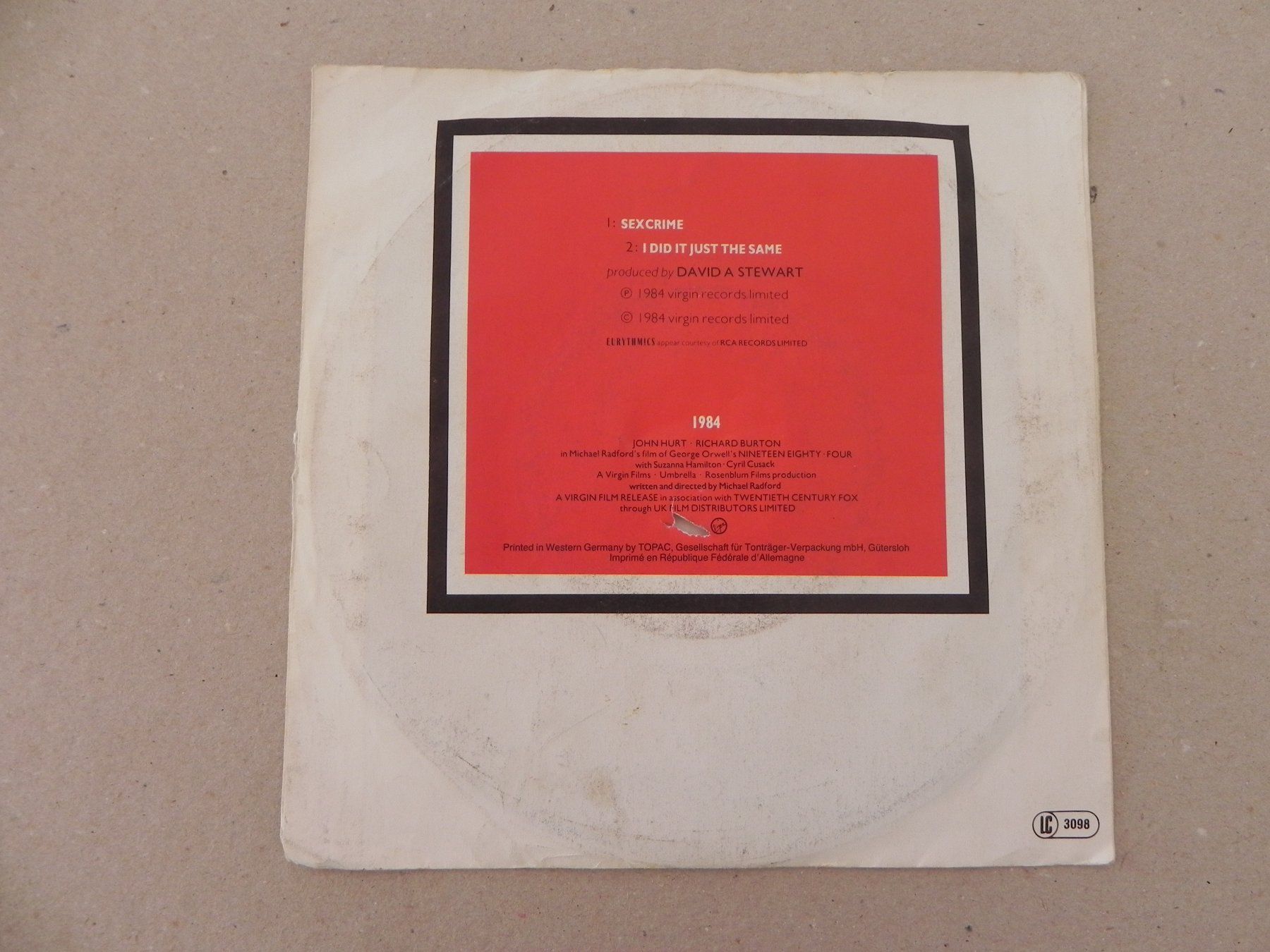 Dischi in vinile: Single brit. Pop Duo Eurythmics 1987 Missionary Man – Usato da Siebnen venduto da krimsie 1