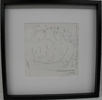 ERNI Hans. Grosse  Orig. Bleistift Zeichnung. Liebespaar