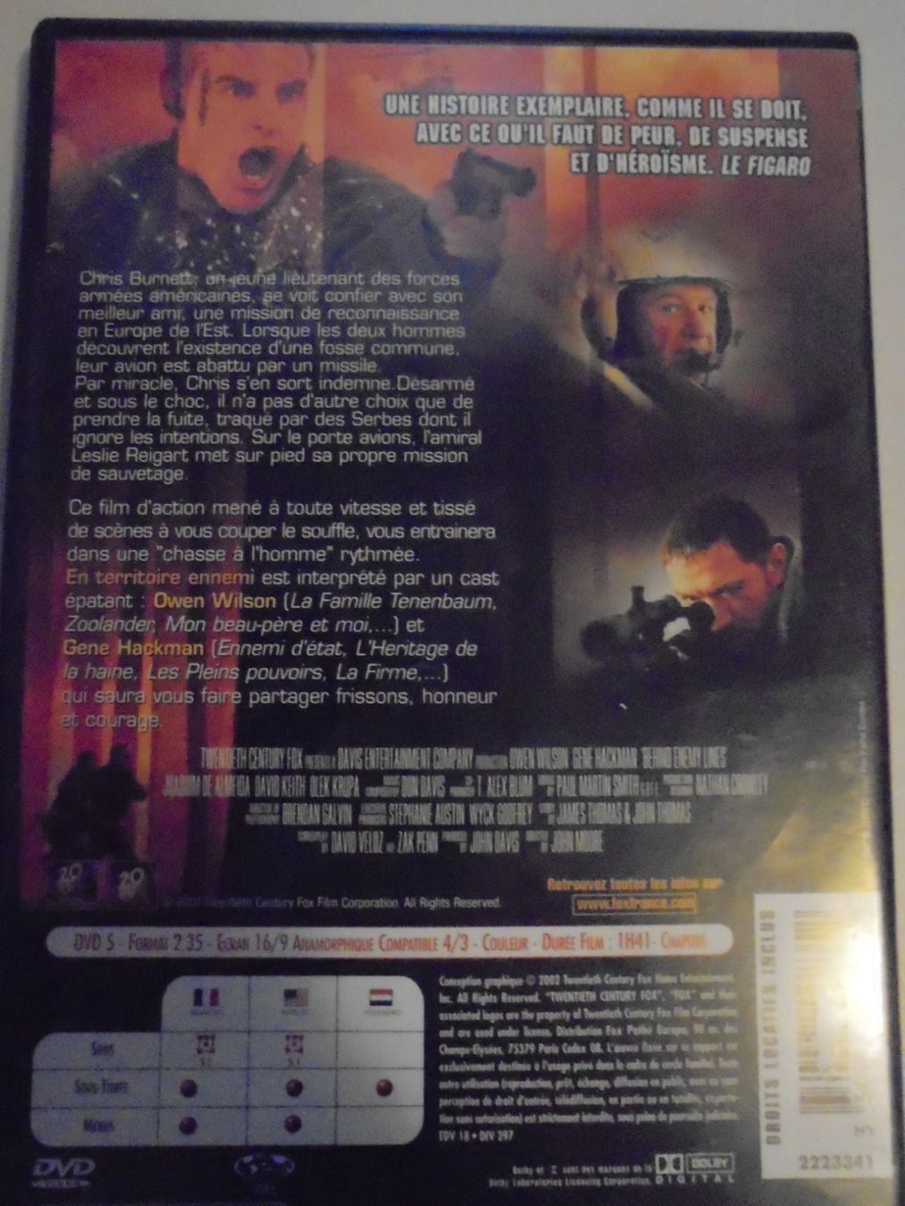 Tutti i DVDs: " En territoire ennemi " Owen Wilson, Gene Hackman, fr + eng – Usato da Crissier venduto da Promopost 1