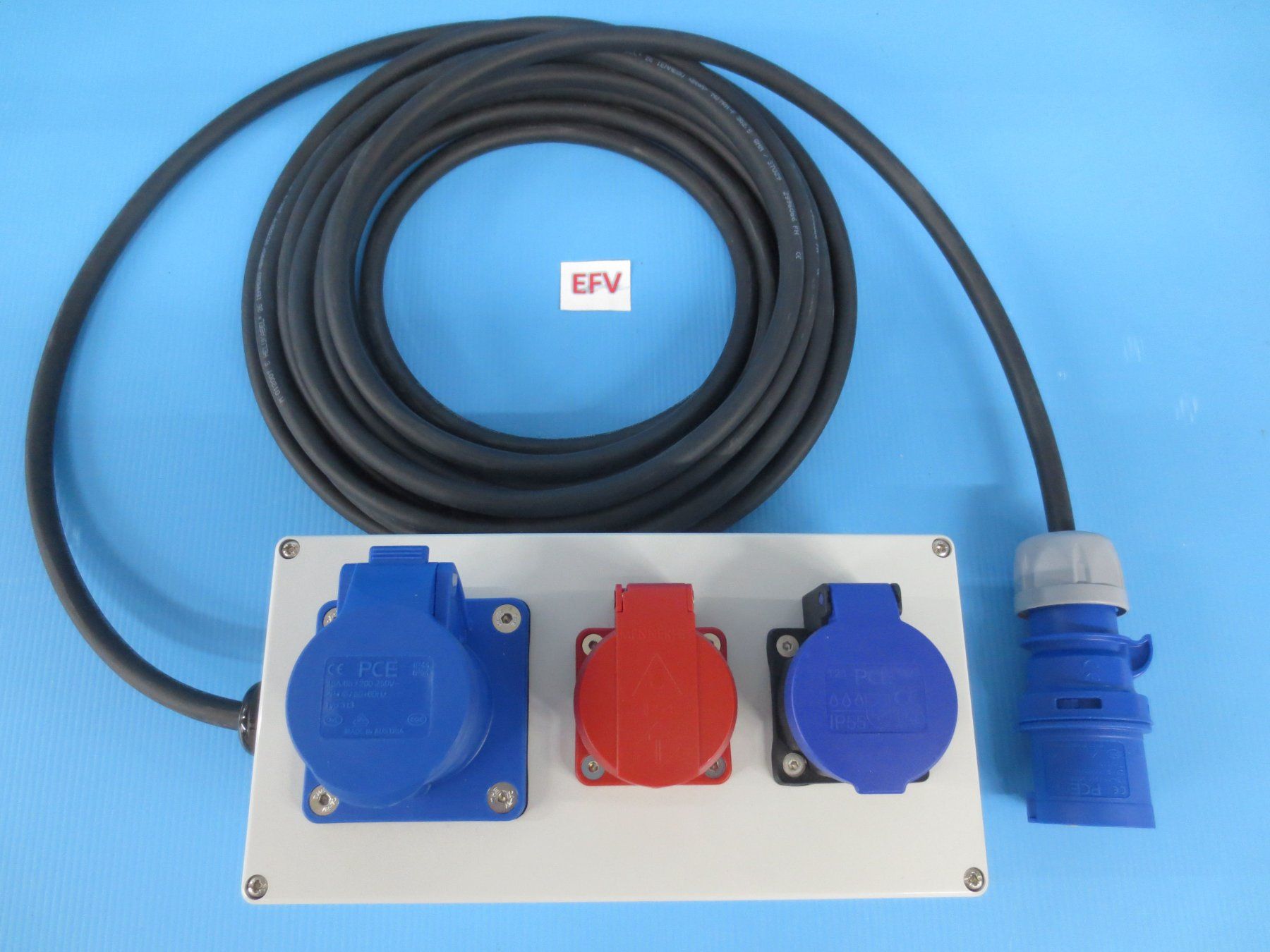 Stromzufuhr: 10m Stromverteiler CEE 16A + Steckdosen CEE 16A, T23, Schuko – Neu (gemäss Beschreibung) aus Sulz LU von Elektrofachverkauf