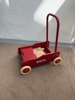 Chariot de marche BRIO rouge avec cubes en bois, parfait!