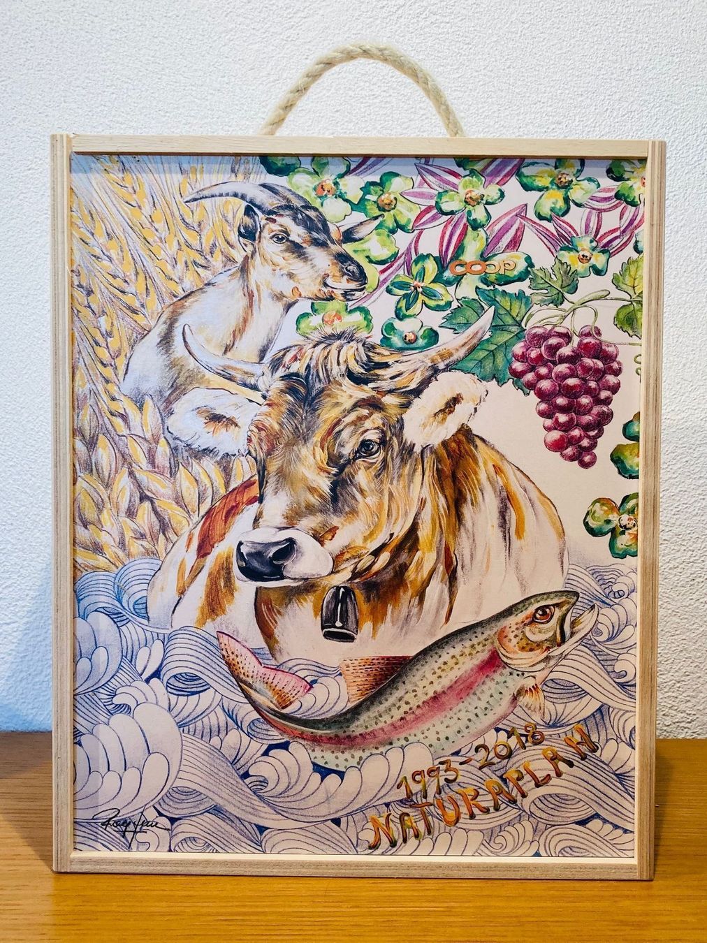 Articoli in legno: Weinkiste mit Bild von Rolf Knie – Nuovo e nell'imballaggio originale da Einsiedeln venduto da artgallery59 1