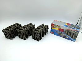 2x Lego Eisenbahn Schienen 4520 + 1x 4515