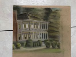 weisses Haus: Pastellzeichnung