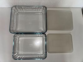 2 Frischalte Dosen, Auflaufformen, Pyrex