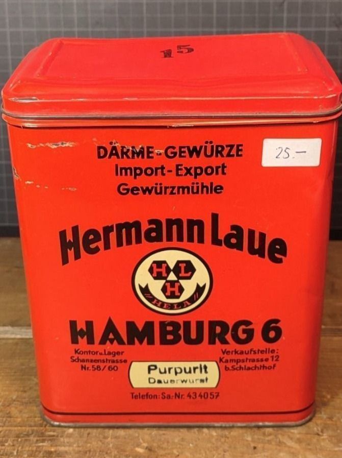 Barattoli: Wunderschöne antike Blechdose Hermann  Laue  Hamburg 6 – Usato da Gelterkinden venduto da MYSTOREFORYOU4460
