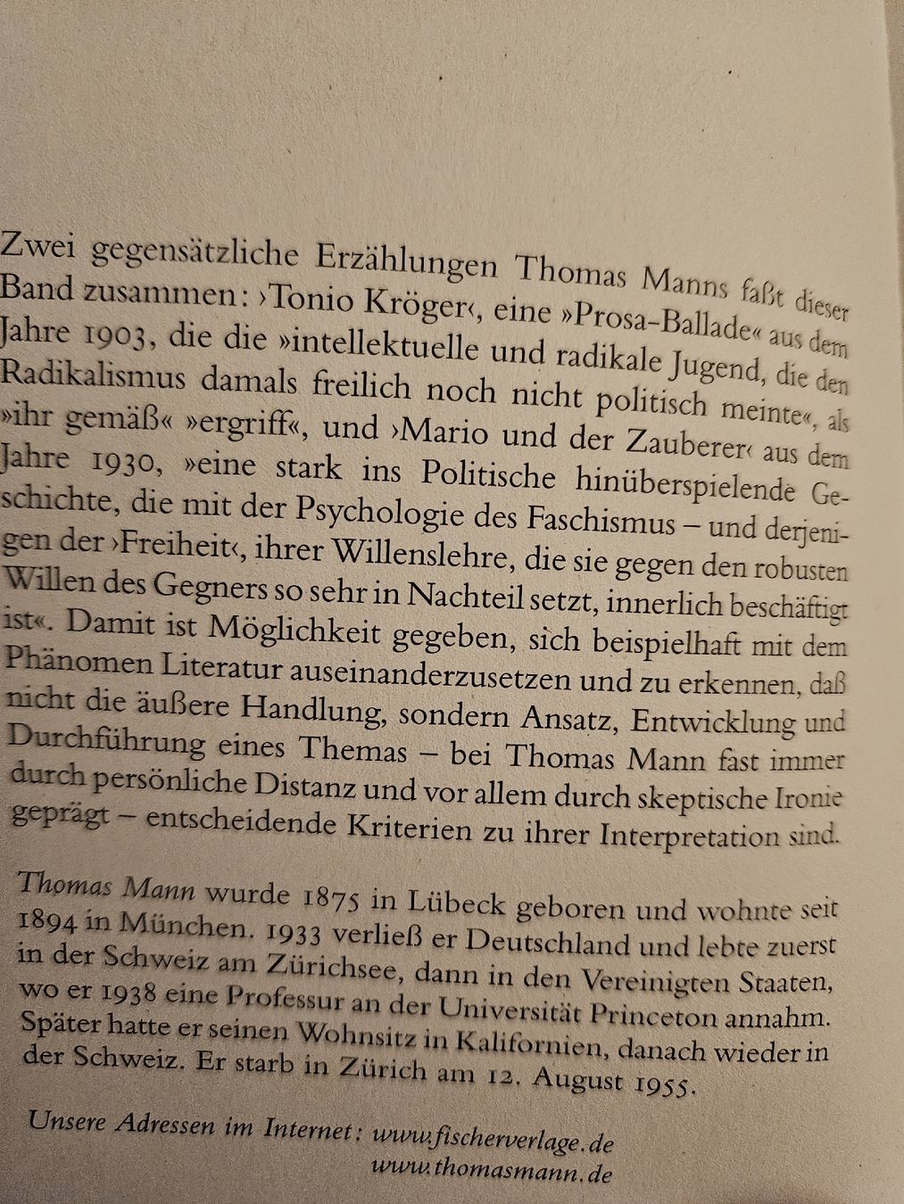 Bücher: Thomas Mann Tonio Kröger Mario u der Zauberer – Neu (gemäss Beschreibung) aus Anwil von tamoos 3