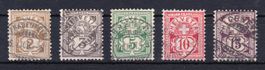 Lot Ziffermarken grosses Kreuz, 5 Werte