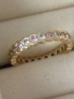 Luxus Elegante gr.17/7 Ring Zirkonia Memoire Goldfarben