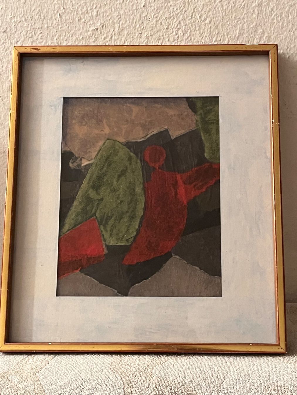 Dipinti: Abstrakte Collage, Rot & Grün, Gerahmtes Kunstdekor – Usato da Basel venduto da PAUL_ART