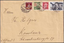 1927: Pro Juventute Nr. J41-44, kompl. Satzbrief Pestalozzi