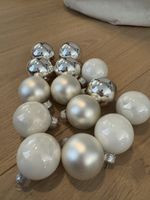 14 Weihnachtskugeln, Ø 3cm, Silber, Weiss