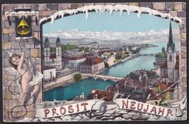 Zürich und die Alpen Prosit Neujahr