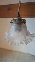 Vintage Hängelampe, Glas Lampenschirm mit Blätterdekor!