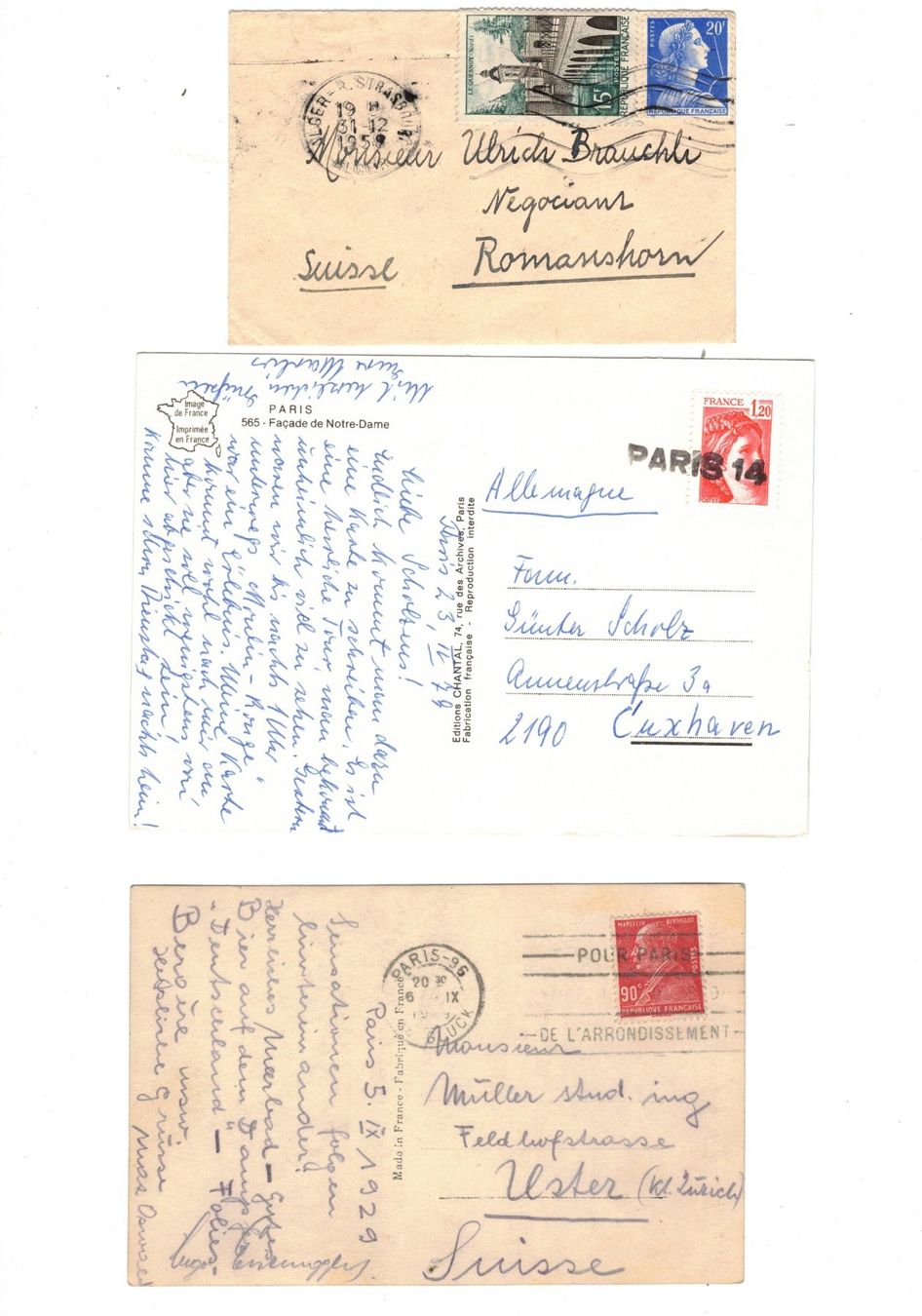 Cartoline postali: Frankreich spezial Stempel PARIS Ansichtskarten 1929 – Usato da Widnau venduto da Seppl480