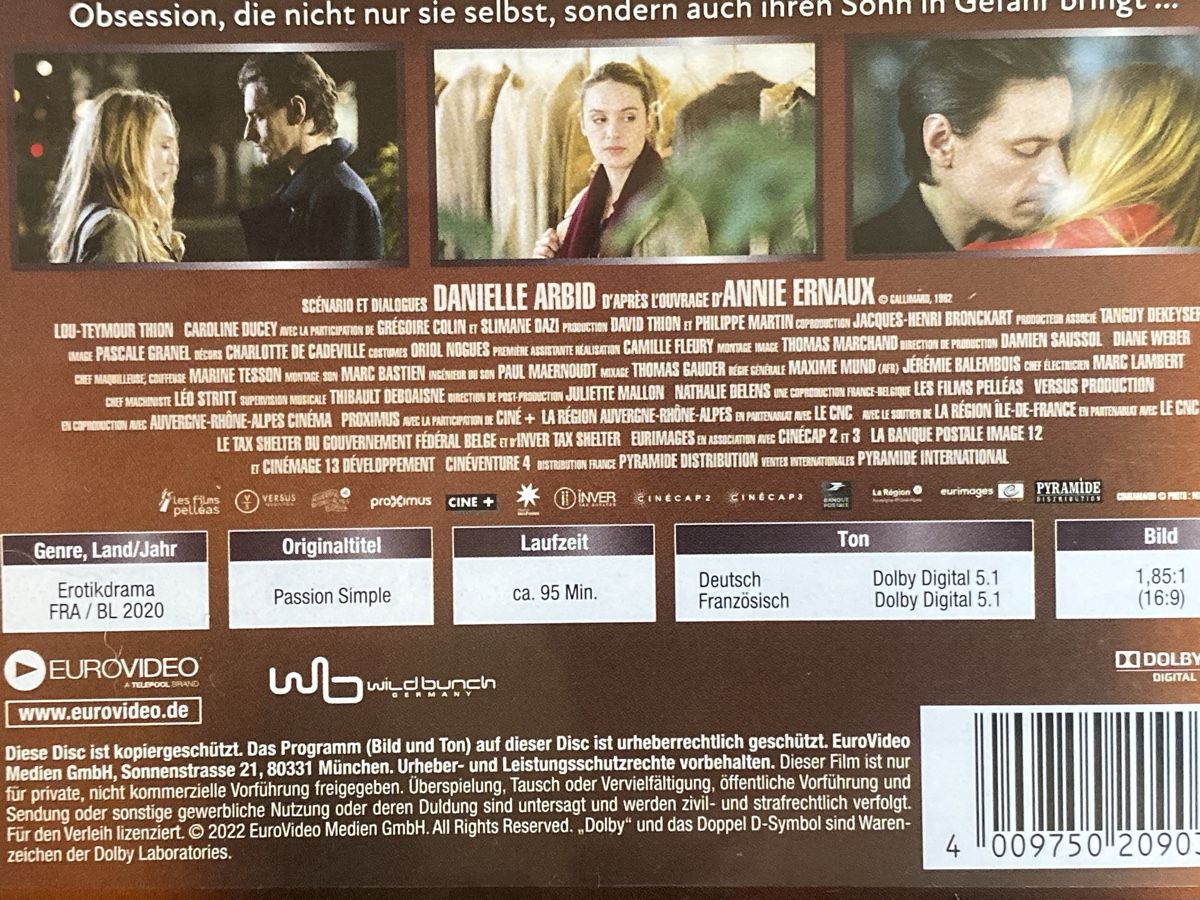 Tous les DVDs: Passion simple – D'occasion à Burg AG par Lobo016 2