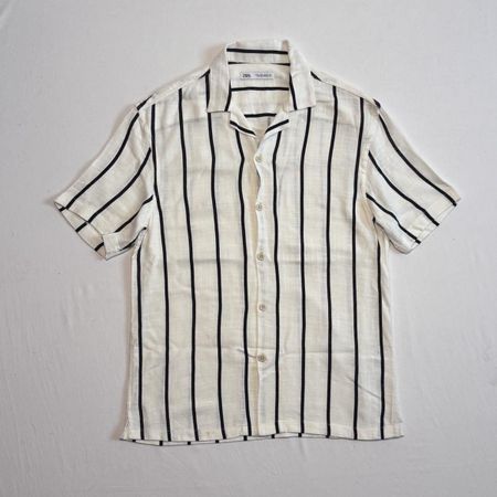 Zara Linen Blend Old Money Resort Shirt Mediterranean Summer