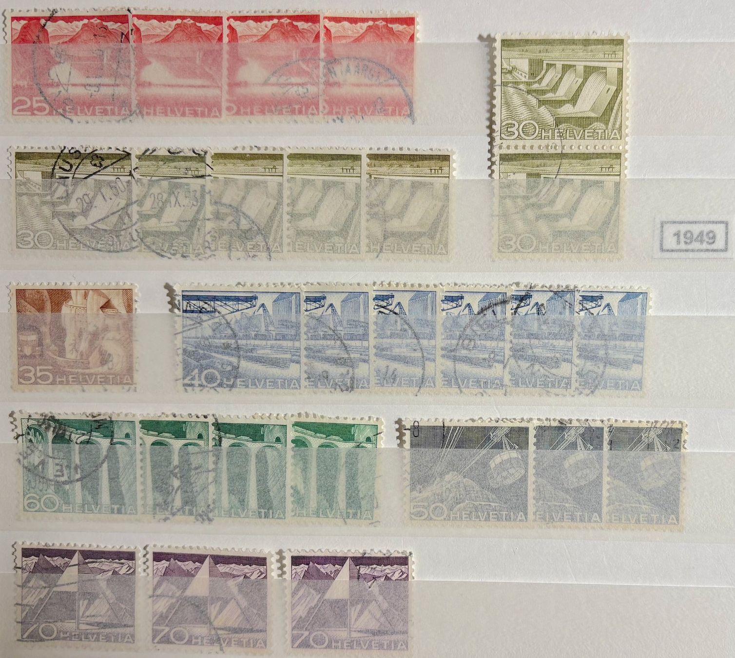 Tutti i francobolli: Timbres suisses 1949 Paysages – Usato da Lausanne venduto da Cabessa 1