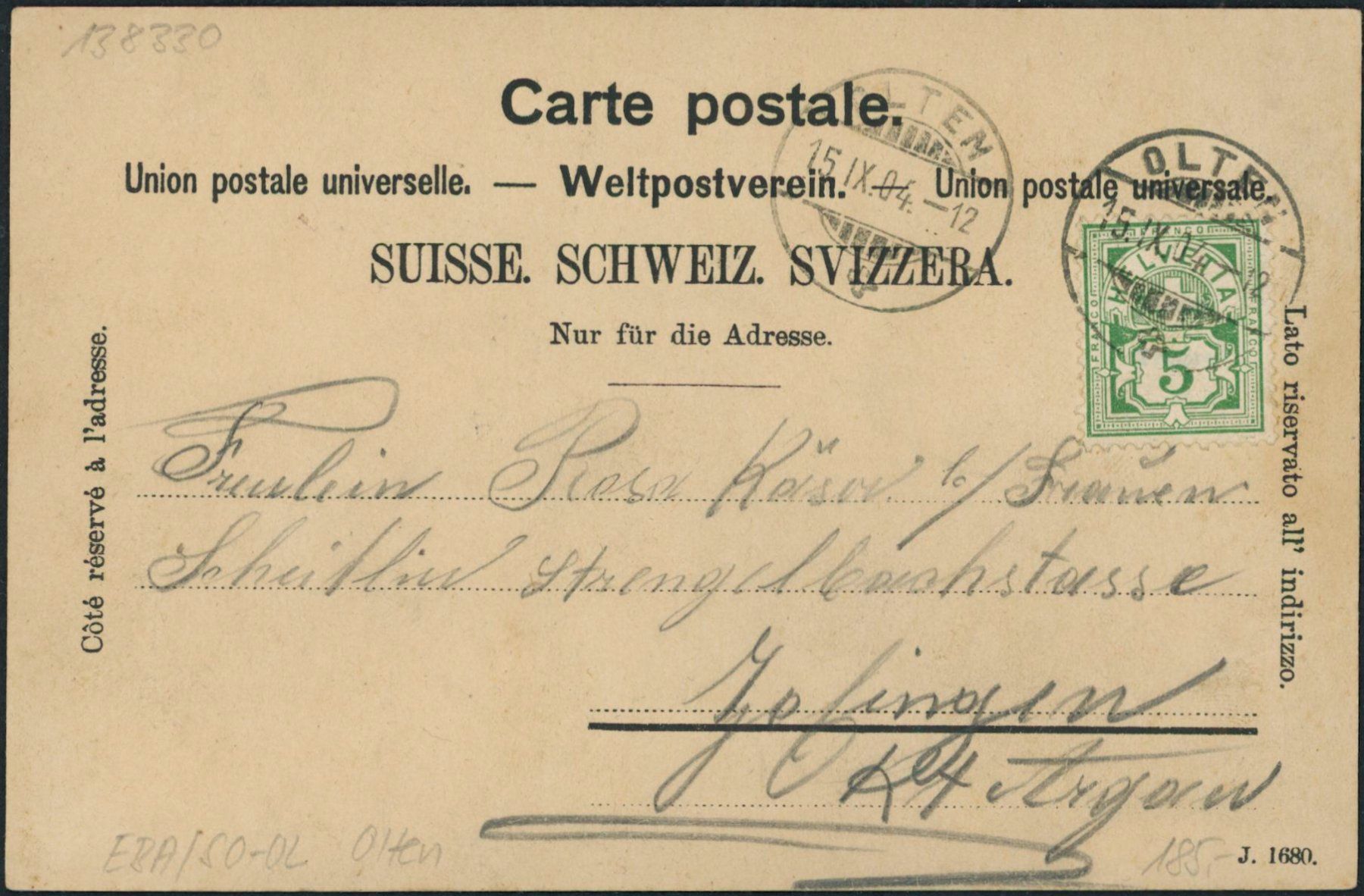 Cartoline postali: SO Olten - Bahnhof - Bahn – Usato da Schindellegi venduto da dolpitz 1