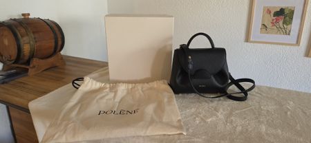 Polène Numéro Un Nano – Black Textured Leather