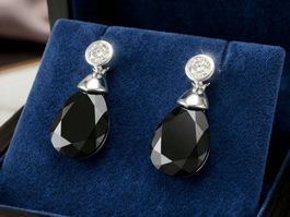 Silber 925 Ohrringe mit Onyx, dezent & tiefschwarz  - Neu