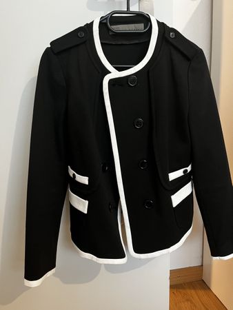 Schwarze Zara Jacke mit weissen Details, Grösse L