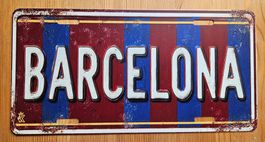 Barcelona Blechschild 29,5x15 cm Fussball Fan Barca FCB