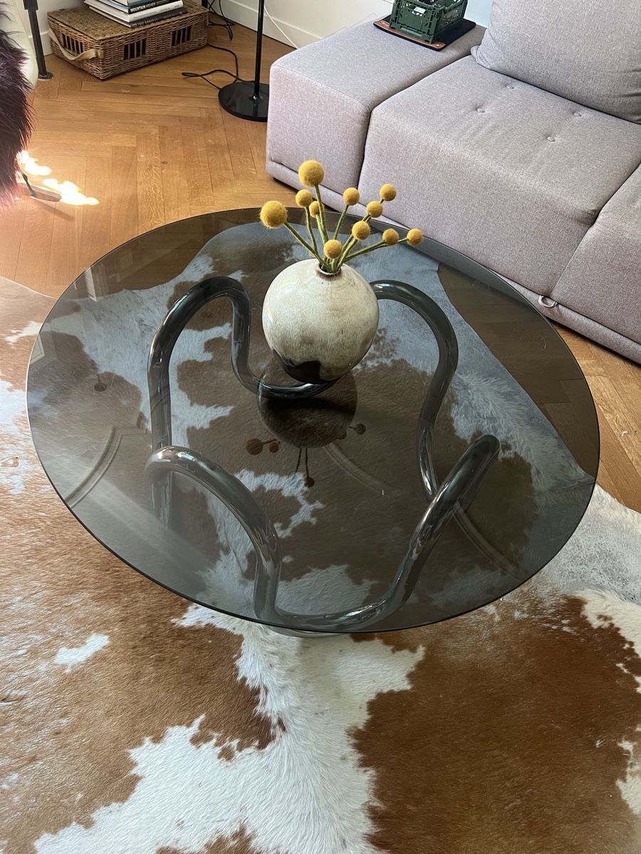 Tavoli: Vintage Coffee Table Glass and Chrome Round – Usato da Schaffhausen venduto da vandemonian 2
