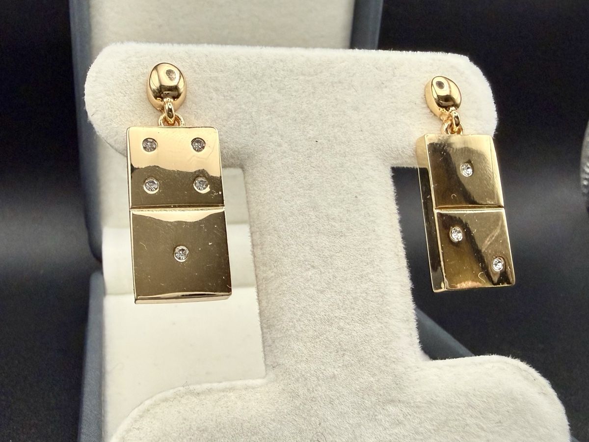 Orecchini pendenti & Orecchini a lobo: Domino-Ohrringe, Goldfarbe Vintage – Usato da Lamone venduto da LaCantinaMagica 1