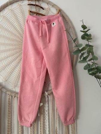 Rosa Jogginghose mit Herz-Detail,innen angeraut,Gr. 128 *NEU