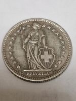 Moneta Svizzera 2 Franchi 1957 Helvetia argento  buono