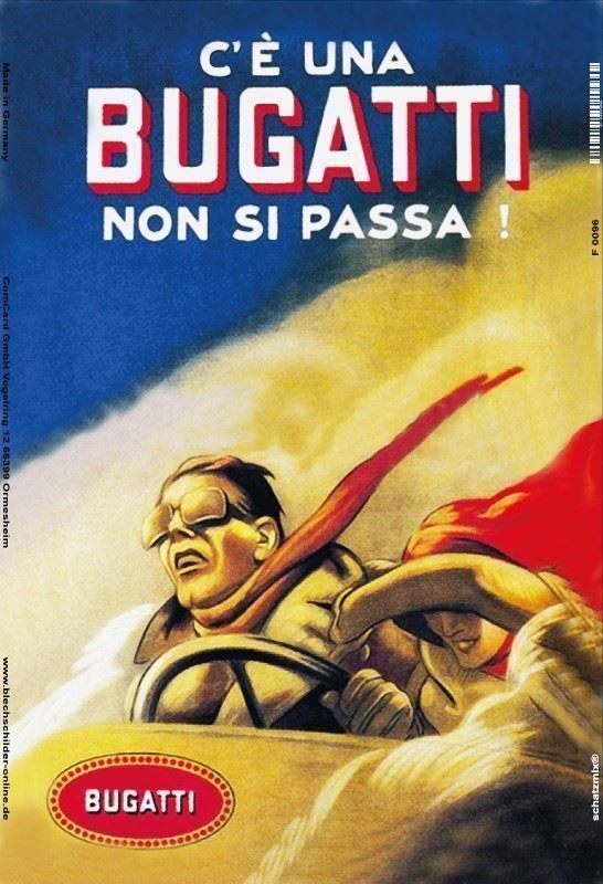 Bugatti Schilder: Blechschild-BUGATTI-C E UNA NON SI PASSA – Neu und originalverpackt aus Rupperswil von big-one-sale