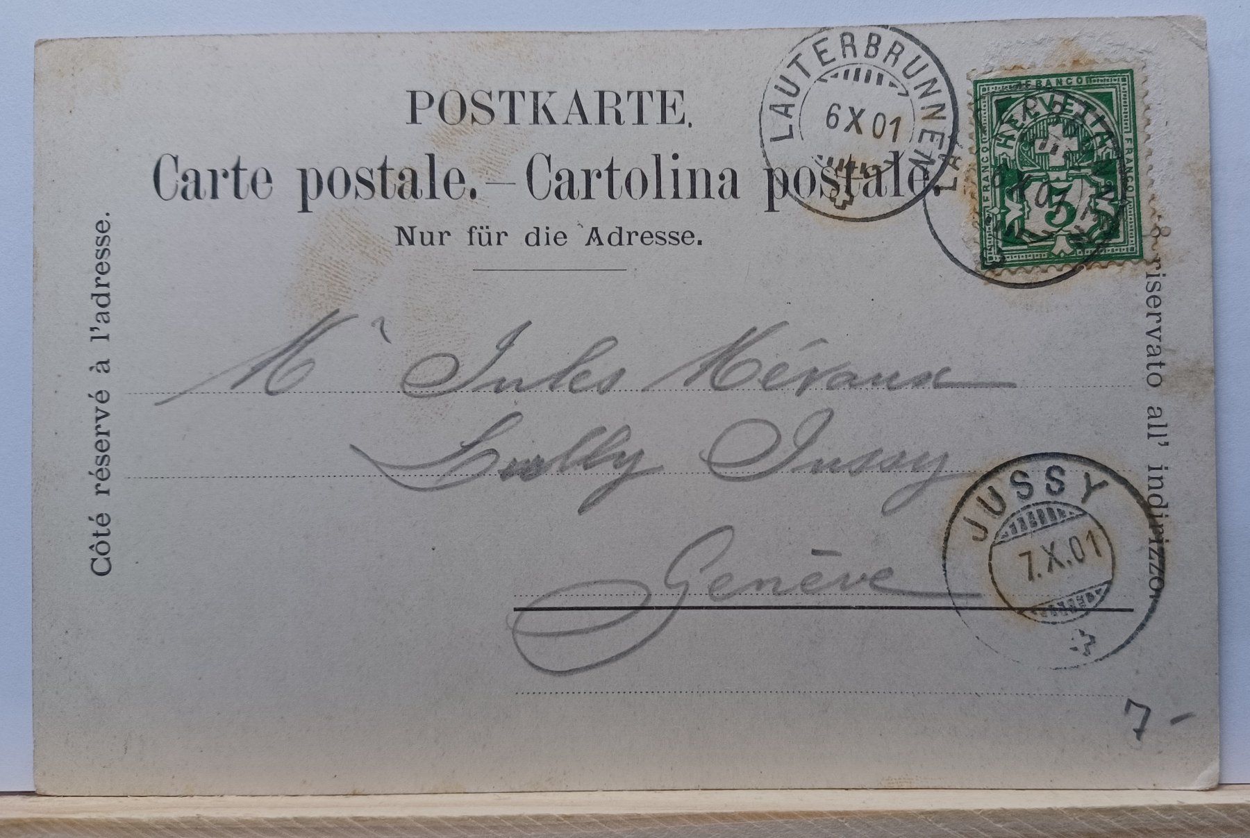 Cartoline postali: BE, Staubbachfall, gelaufen 1901 – Usato da Aarau Rohr venduto da mgvw 1