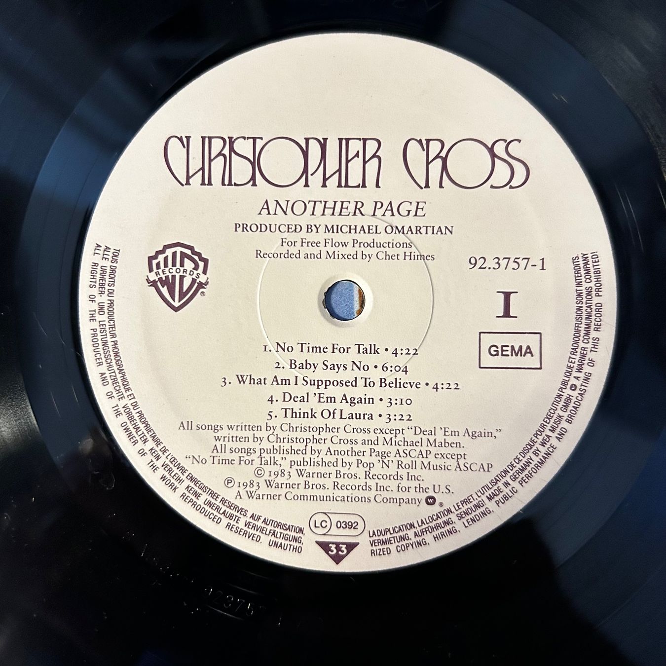 Schallplatten: Vinyl Christopher Cross - Another Page, Vinyl LP – Gebraucht aus Aesch BL von BernisFlomi 2