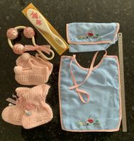 Baby Set béb-jou Bürste Rassel Schuhe Lätzchen Vintage