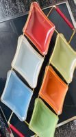 Vintage Apéro Schalen Glas mit Halter, Rhombus Form