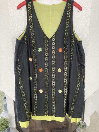 Sommerkleid schwarz/kiwi 44