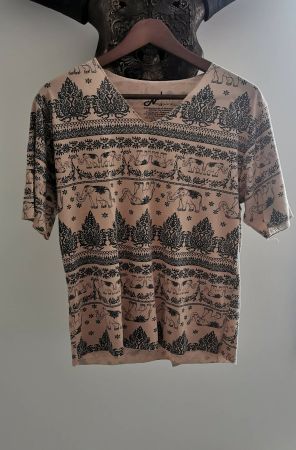 Boho Orient Ethno T-Shirt beige Muster Elefanten Asia - L