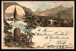 Litho Bey, vue generale, l'Eglise, Alpen