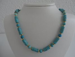 Kette in türkis mit Gold