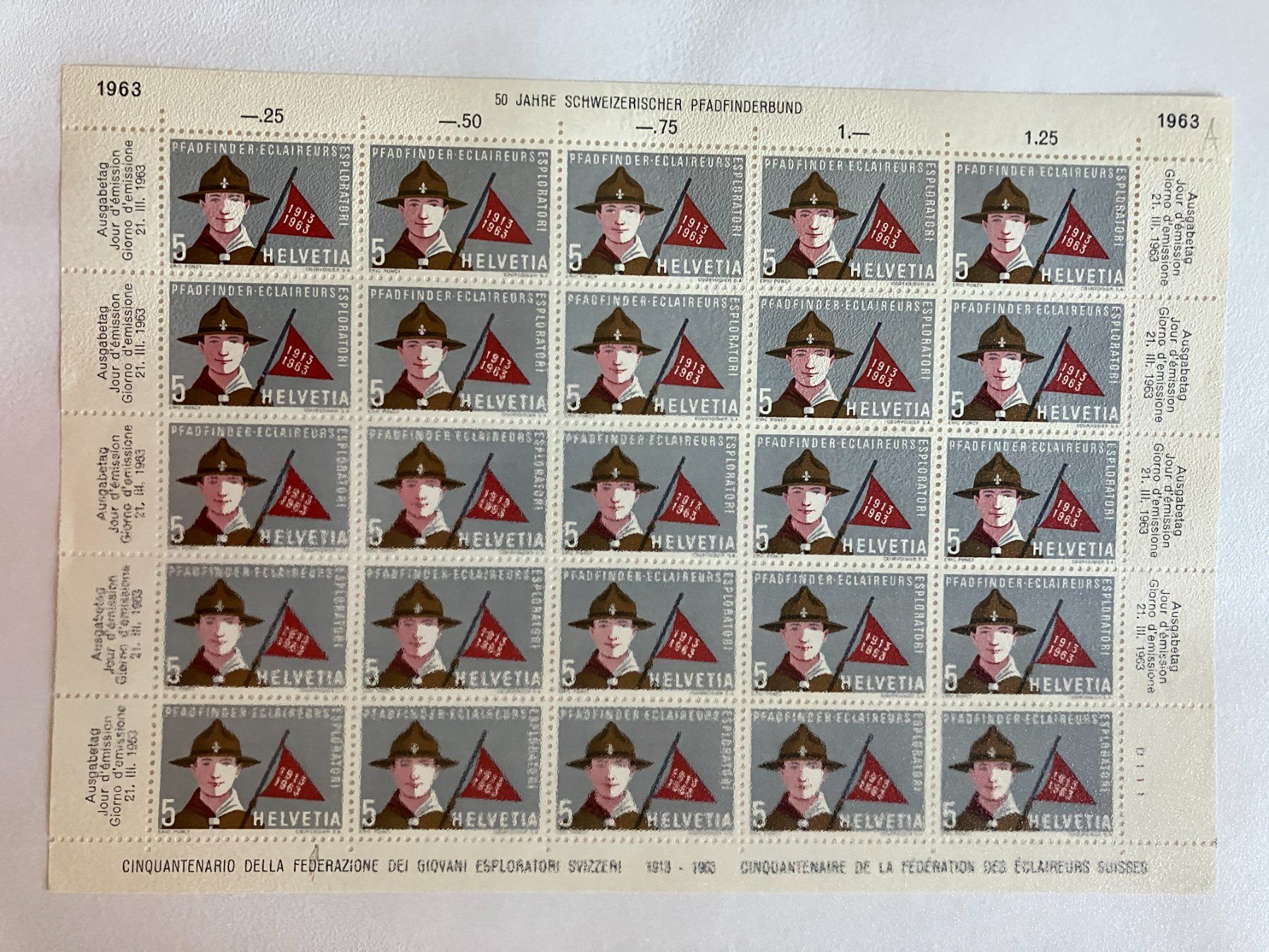 Alle Briefmarken: Briefmarkenbogen Helvetia 1963 – Neu (gemäss Beschreibung) aus Menzingen von Wlukas