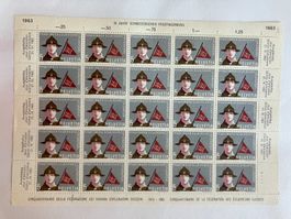Briefmarkenbogen Helvetia 1963